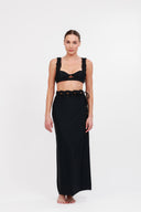 HASEDI BLACK 3063 - FALDA CON TEJIDO EN MACRAME