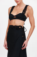 HASEDI BLACK 3063 - FALDA CON TEJIDO EN MACRAME
