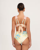 Espalda del vestido de baño enterizo RIVA BLUE con lazo ajustable
