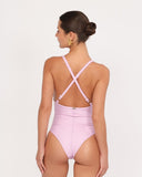 Vista posterior del vestido de baño BREZZA DI SETA con tirantes cruzados