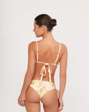 Vista posterior del top bikini Gioia di Sole con amarre ajustable.