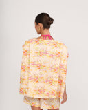 Vista posterior del blazer Gioia di Sole floral, silueta relajada con caída suave