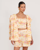 Blazer Gioia di Sole floral con top y short a juego, conjunto completo resort