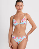 Bottom bikini ISOLA BLUE floral con silueta tiro medio vista frontal