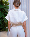 Espalda del jumpsuit Cannes 5006 en lino 100 %, colección Solstice Resort 2026