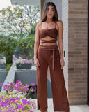 Pantalón resort Tropez 2333 en tono chocolate, colección Solstice Resort 2026